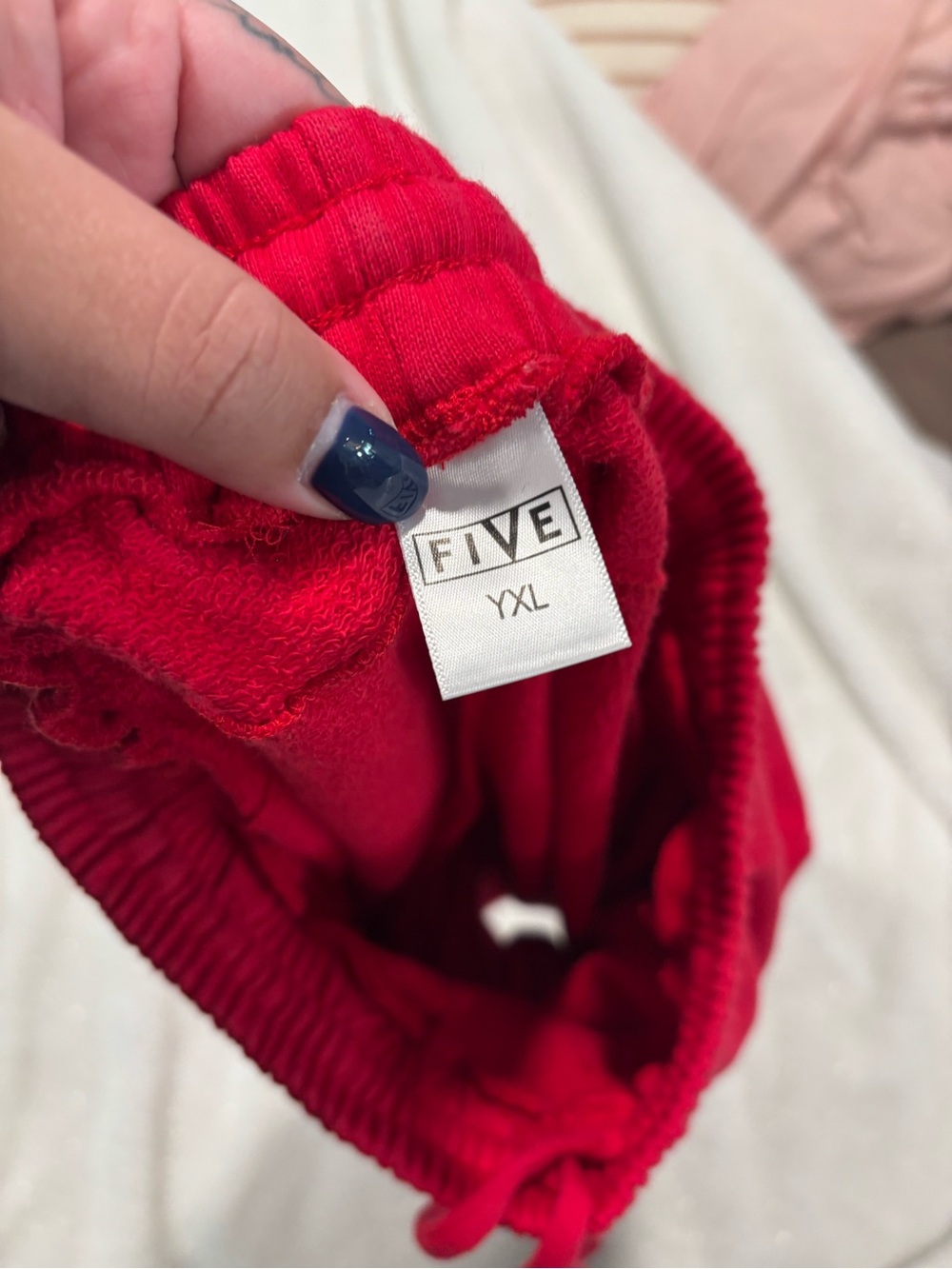 Red Drawstring Shorts five the label - Picture 3 of 3